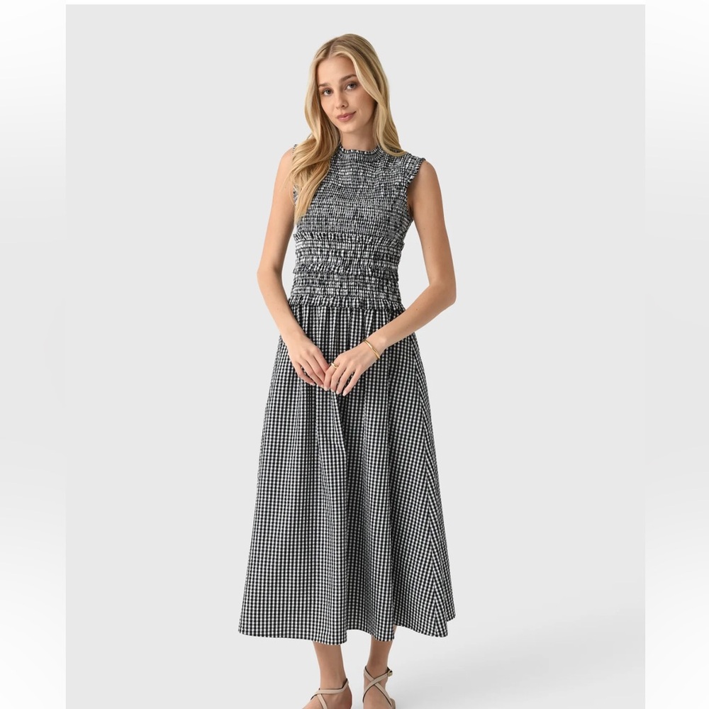 Hunter Bell Louise Dress Gingham Midi Small